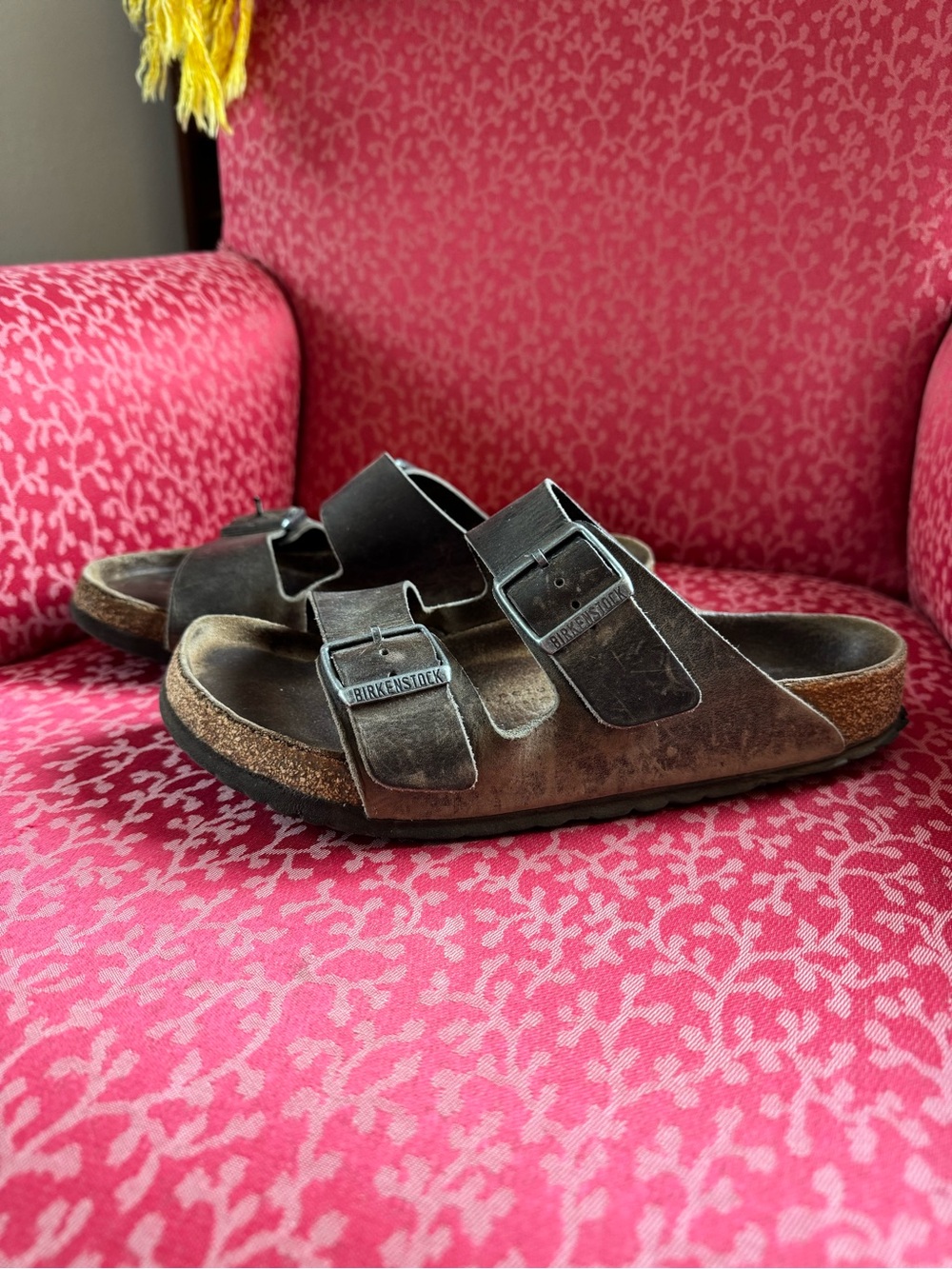 Birkenstock Gray-Brown Soft Footbed Arizona Two-Strap Sandals
